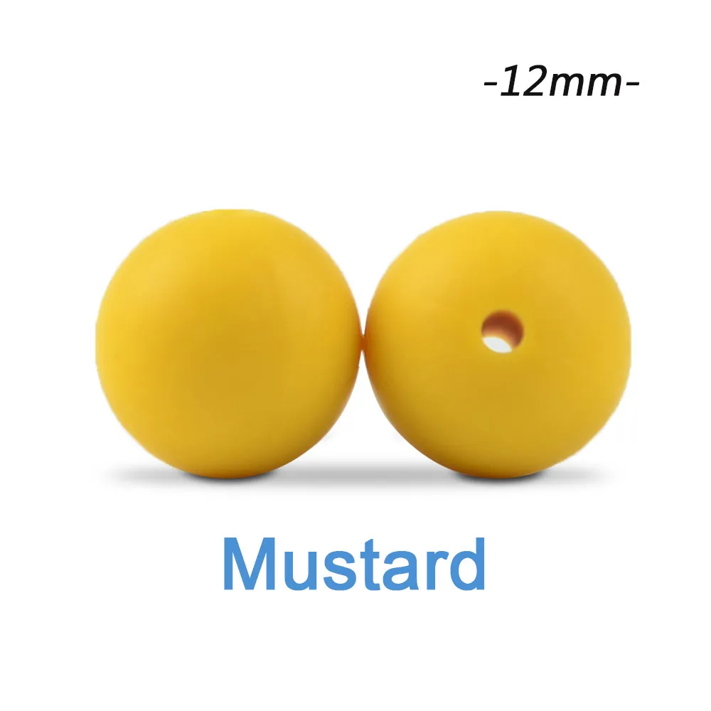 mustard Силиконовые бусины LOFCA, 12 мм, 200 шт, детские силиконовые бусины для прорезывания зубов, Пищевая силиконовая детская соска, ожерелье, подвеска, изготовление продукта - Цвет: mustard