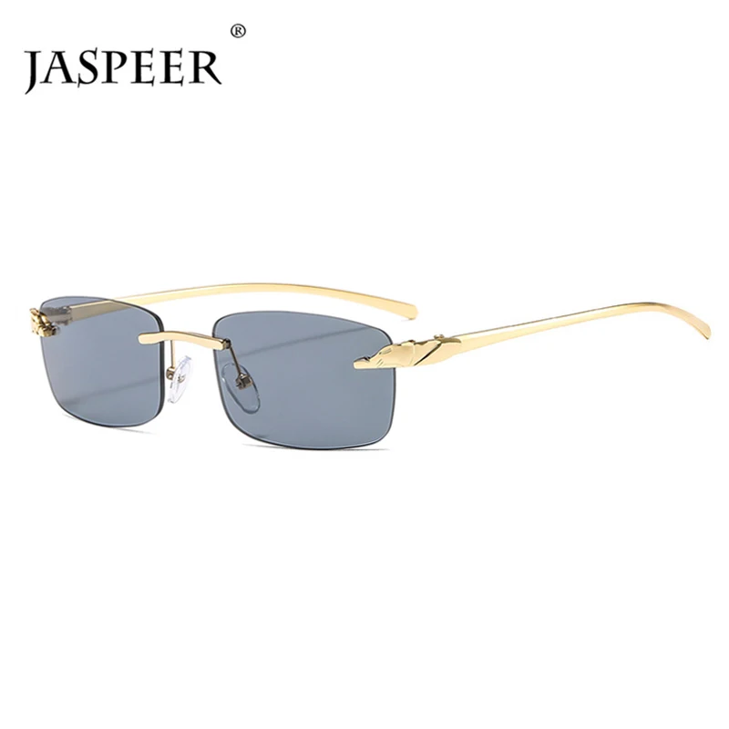 JASPEER 2020 Модные прямоугольные Солнцезащитные очки женские безободковые маленькие