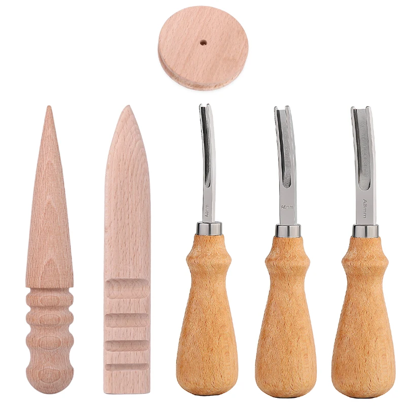 

LMDZ 4PCS Handmade Burnishing Rod Leather Craft Edges Slicker Round Wood Leather Wide Spatula 4/6/8mm Leather Craft Tool