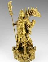 chinese bronze brass nine dragon warrior guan gong yu statue figure10h yellow