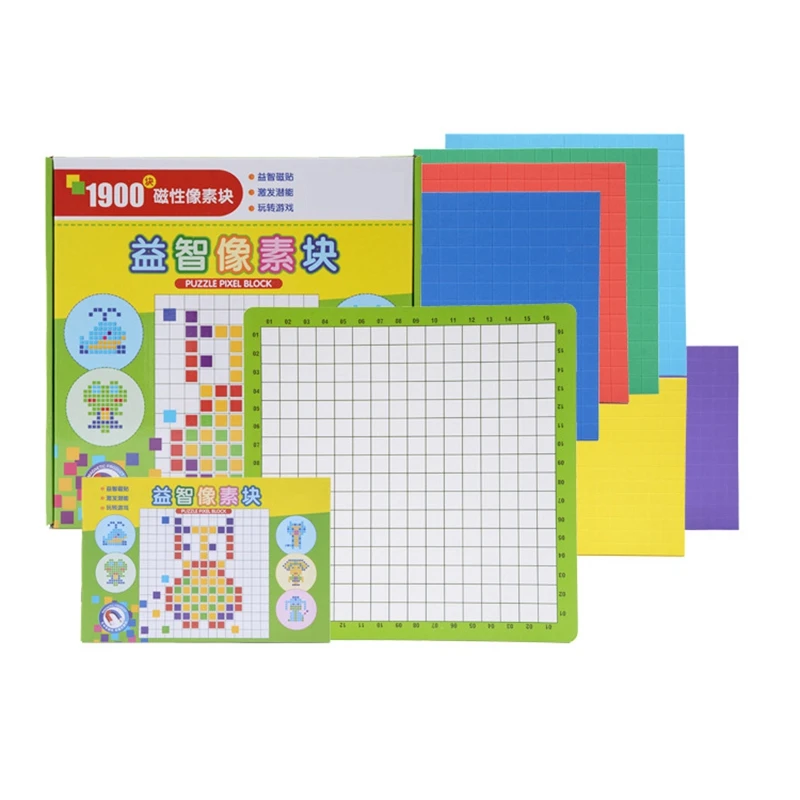 

1900Pcs netic Puzzle Pixel Block netic Sticker 6 Colors Children Kids DIY Toy Removable EVA net Blocks Set