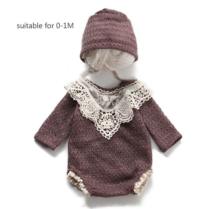 

Baby Cotton Hat Romper Set Newborn Photography Props Bonnet Cap Jumpsuit Suit Outfit Infants Photo Shooting J02 21 Dropship
