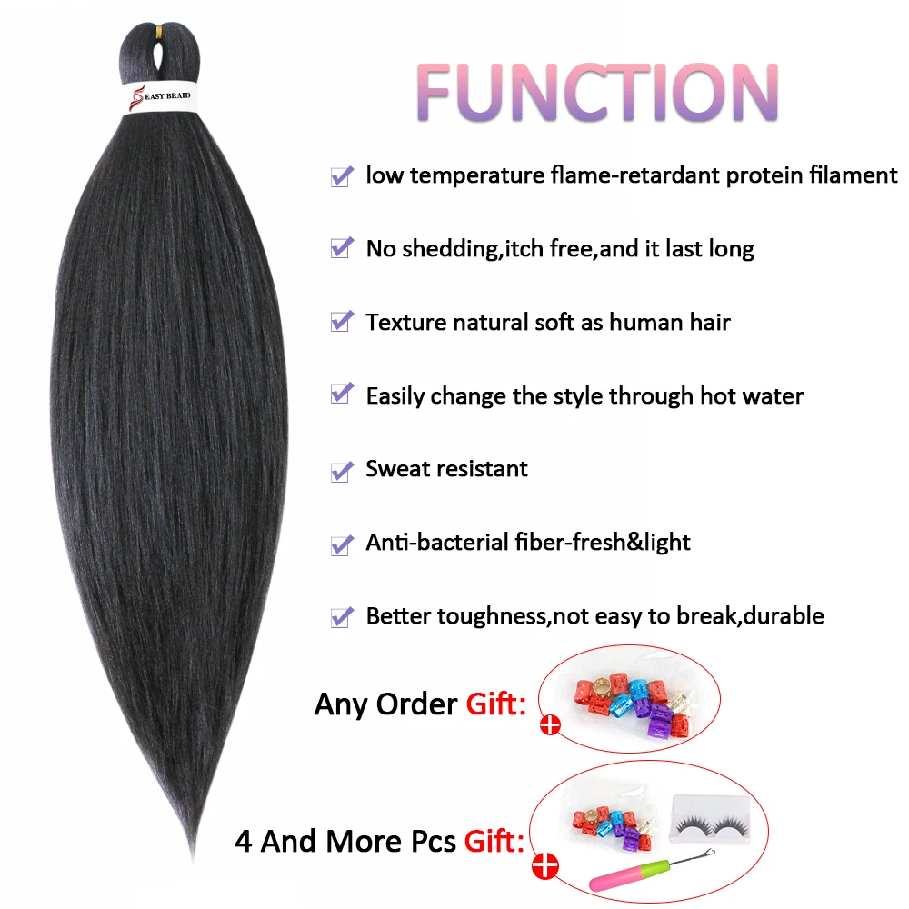 Pre Stretched Kanekalons Braiding Hair Easy Crochet Braid Hair Extension Yaki Straight Ombre For Woman Aigemei EZ Braids