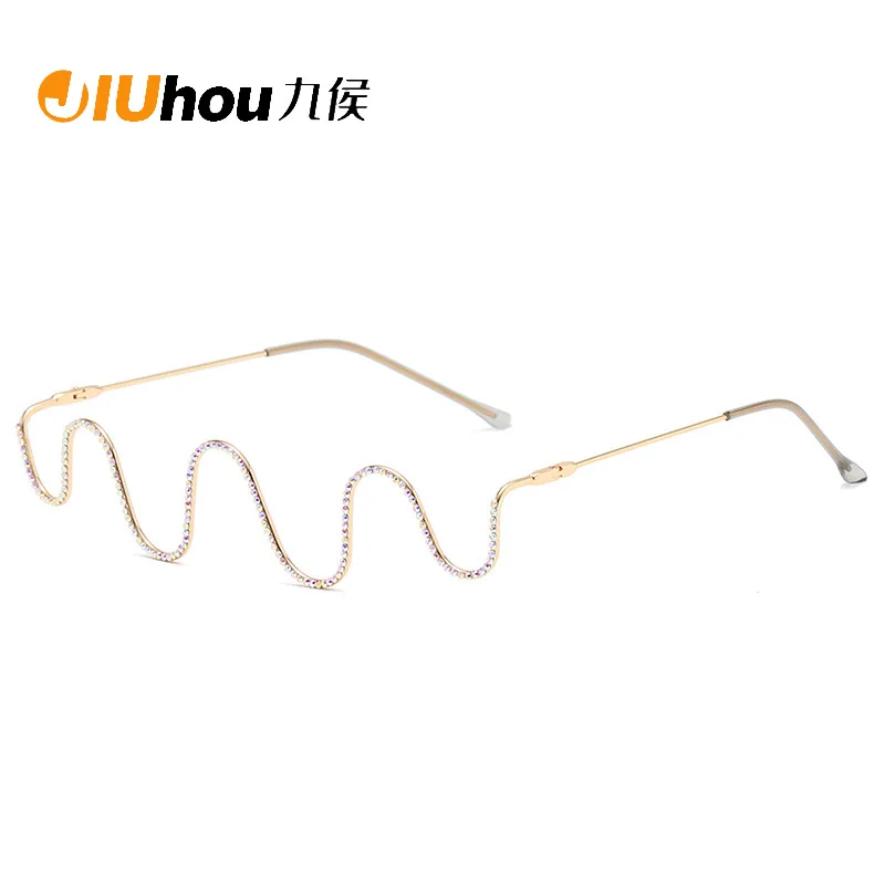 

Waveless Rimless Glasses Frame New Fashion Hand-set Diamond Half-frame Glasses Women Hipster Fashion Trends