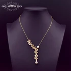 GLSEEVO натуральный белый жемчуг четырехлистный клевер заявление кулон ожерелье Фея свадьба любовь подарок для женщин Винтаж Jewrlry GN0110