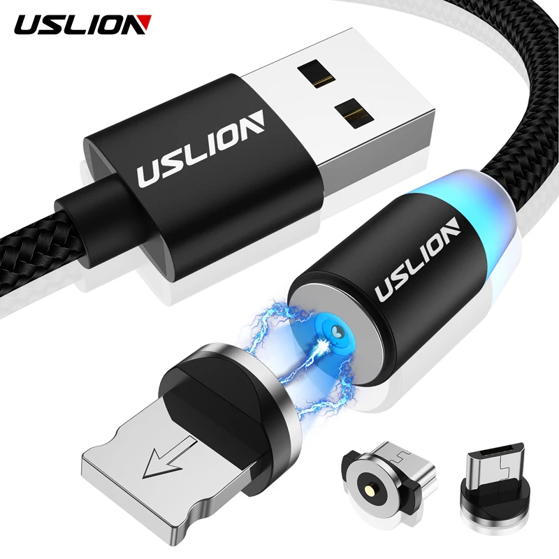 Usb-кабель USLION для быстрой зарядки Магнитный usb-кабель iPhone Type C зарядный кабель Xiaomi