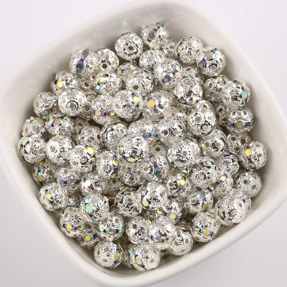 

Бусины Стразы с металлическим покрытием, кристаллы AB, круглые бусины для изготовления ювелирных изделий «сделай сам», браслетов, ожерелий, 6...
