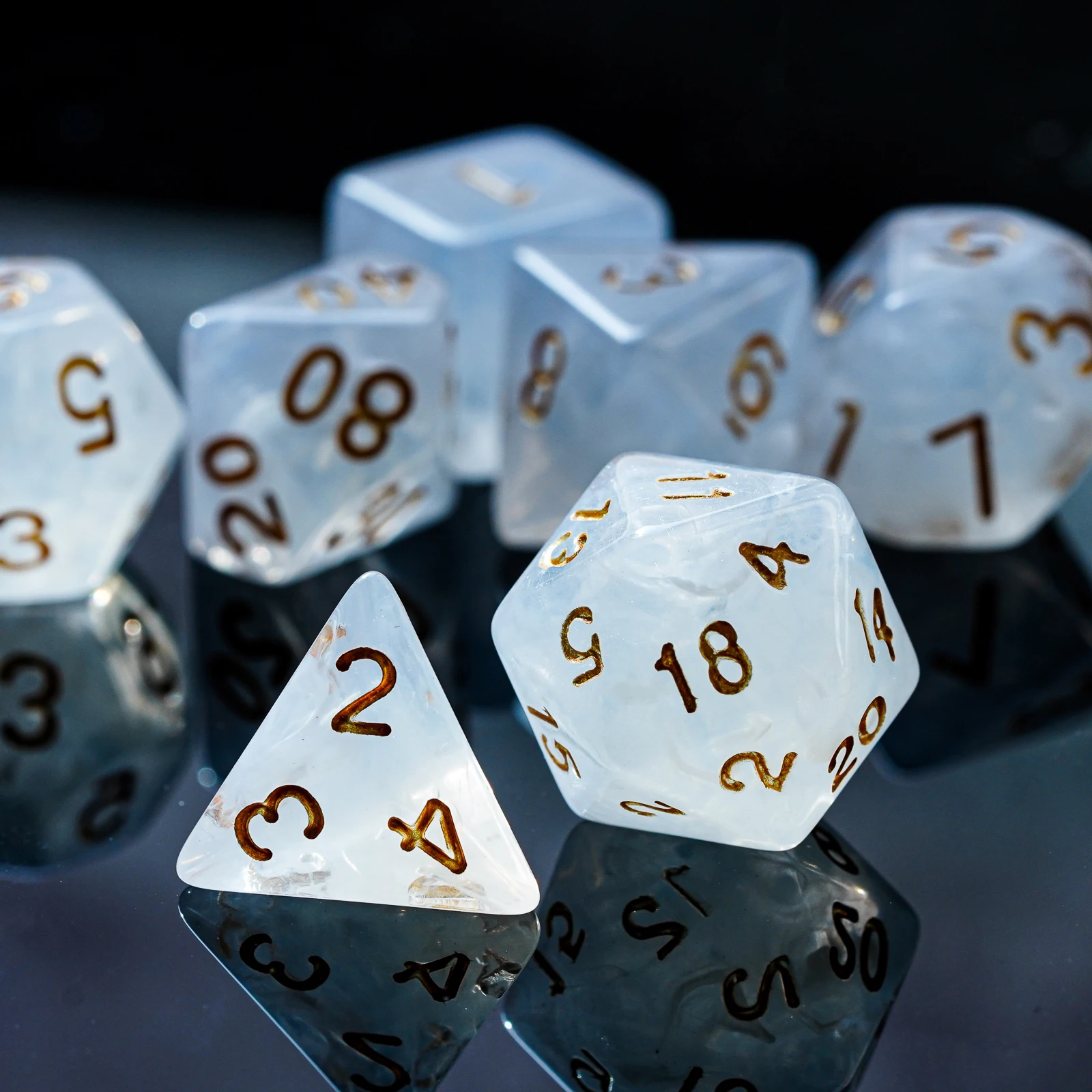 7 шт./компл. белого смога игральные кости DND комплект ювелирных изделий золотой