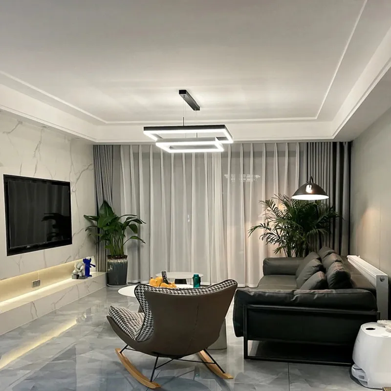 

High Quality Pendant Light Aluminum Square Led Hanging Lamp Strip Bar Kitchen Chandeliers Bedroom Decor Indoor Lighting Fixture