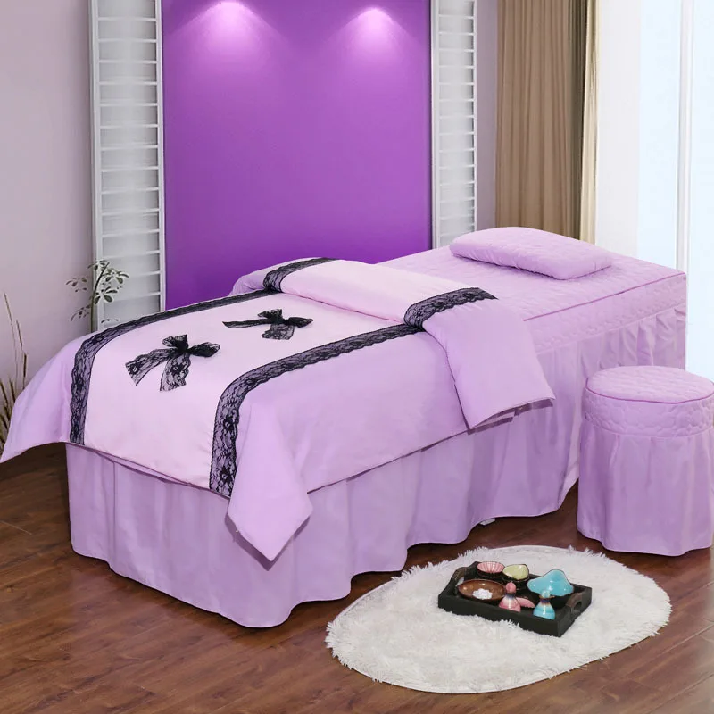 Beauty Bed Skirt Set cotton Bedding Sets Massage Spa Salon Use Duvet Cover Quilt thicken bedspread(4pcs set) | Дом и сад