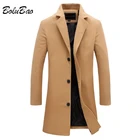 BOLUBAO осенне-зимняя мужская шерстяная куртка средней длины, тонкий однобортный мужской повседневный Тренч, однотонное пальто для мужчин