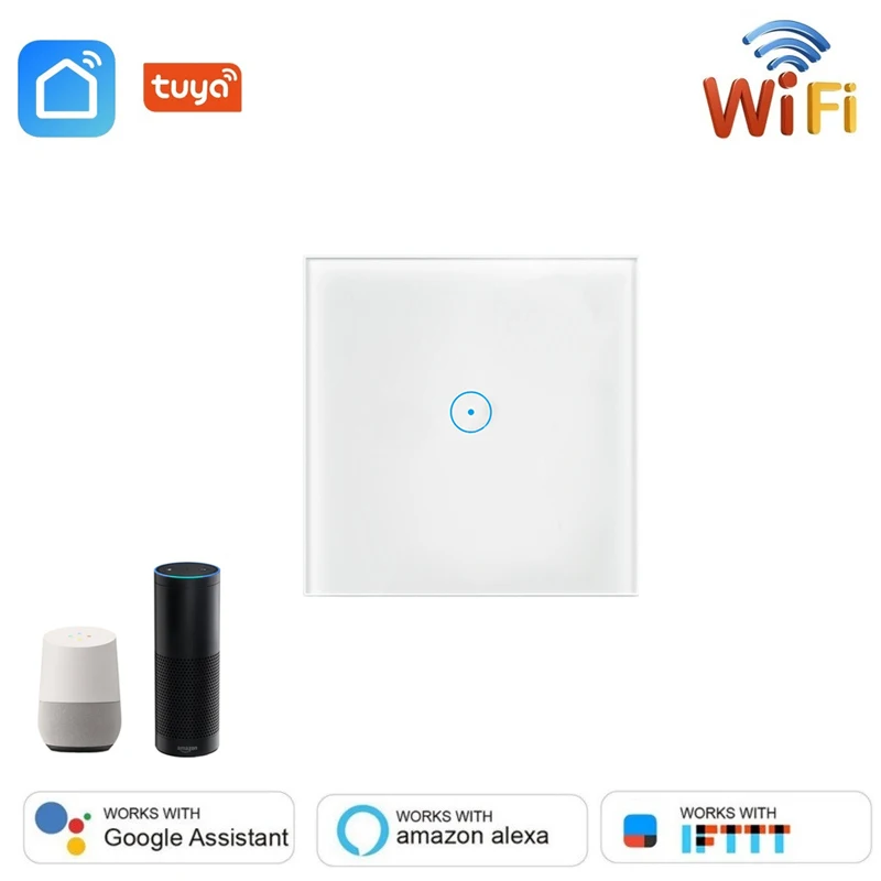 

Tuya Smart Life EU Standard Touch Switch 1/2/3Gang Voice Control Wireless Light Wall Switch Compatible Alexa Google Home