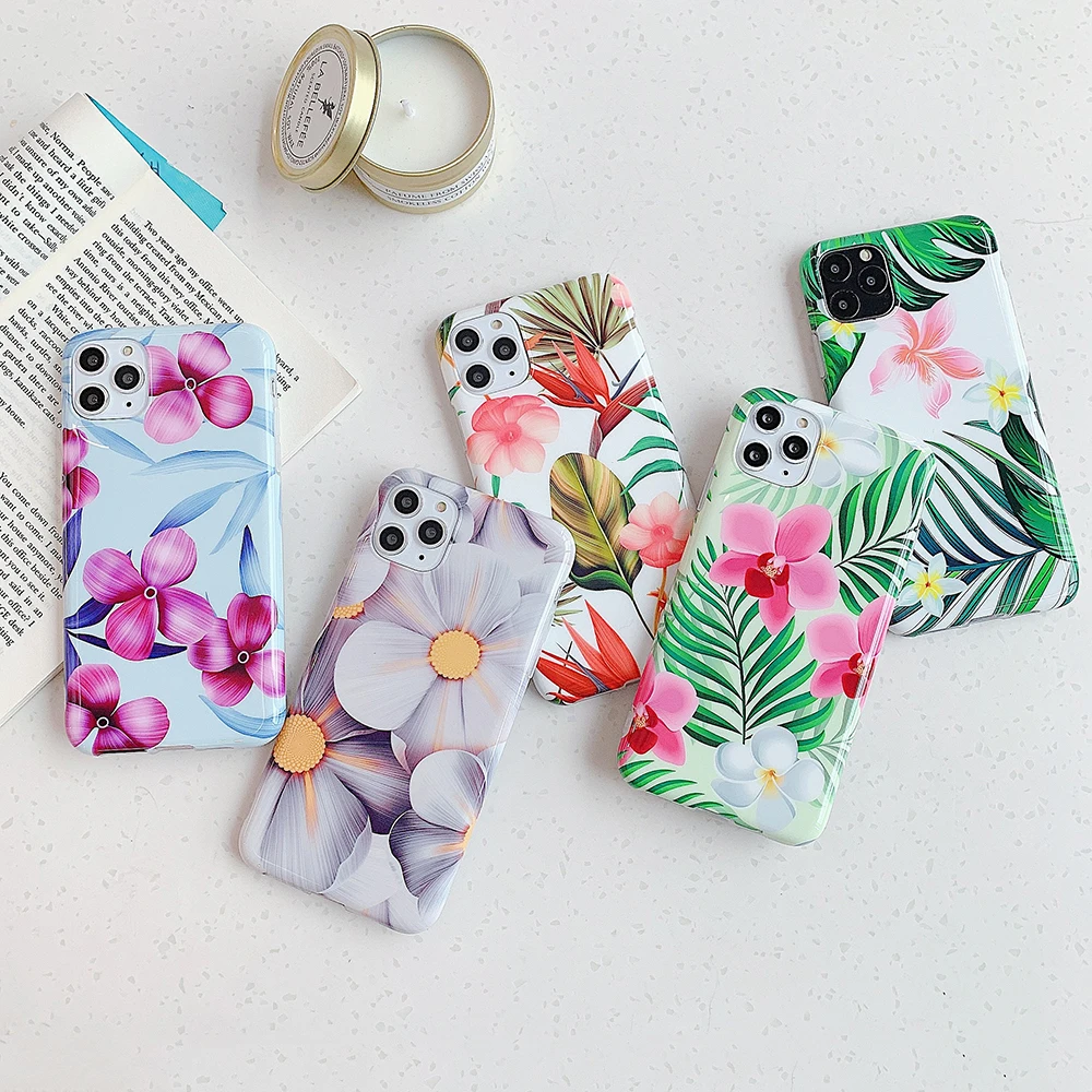 Чехол для телефона в стиле ретро с зелеными листьями и цветочным узором iPhone 11 Pro Max