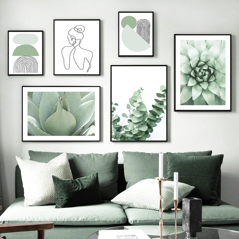 

Monstera суккуленты, девушка, зеленое растение, настенная Картина на холсте, скандинавские плакаты и принты, настенные картины для декора гости...