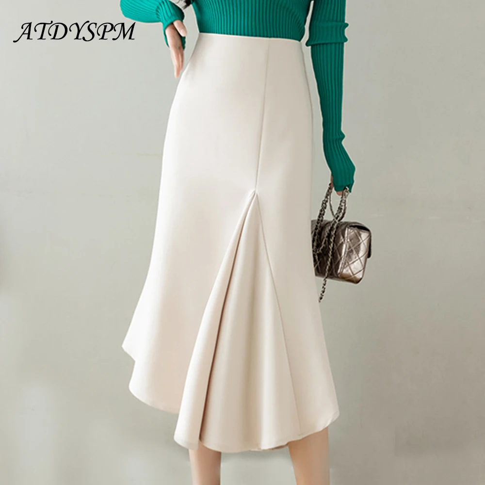 

Женская юбка с высокой талией, элегантная юбка-годе с асимметричным подолом, облегающая юбка для вечеринки в уличном стиле, осень 2021