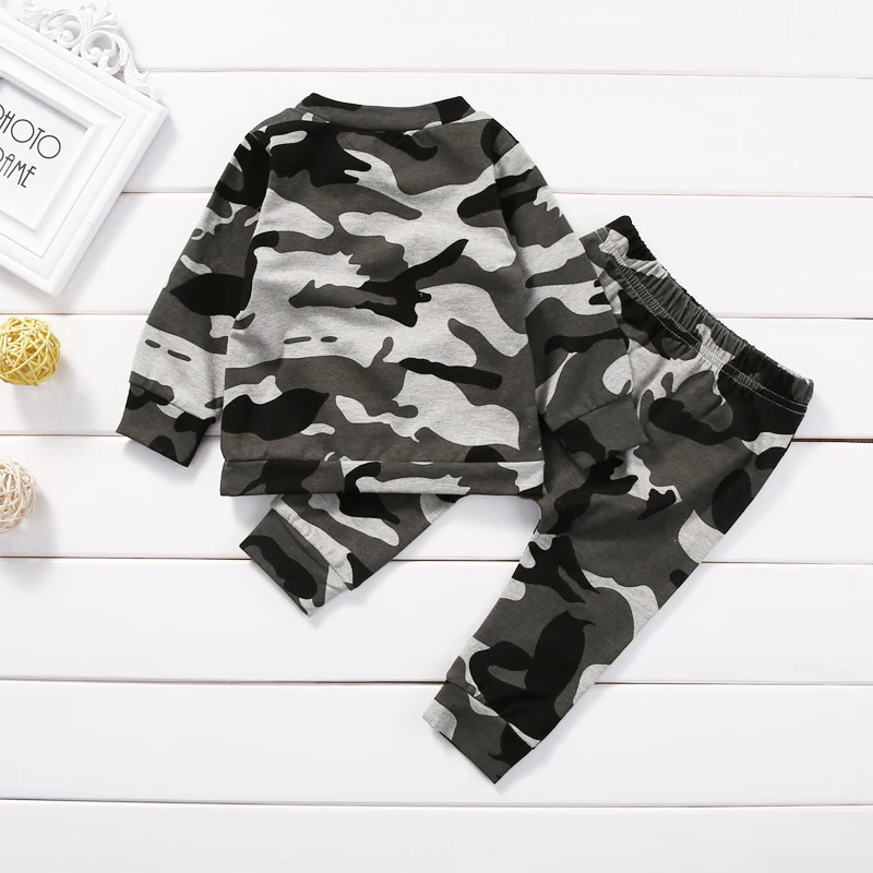 2Pcs Newborn Clothes Baby Boy Clothing Set Fashion Cool Camouflage Long-sleeved T-shirt+Pants Autumn Infant Toddler Outfits |