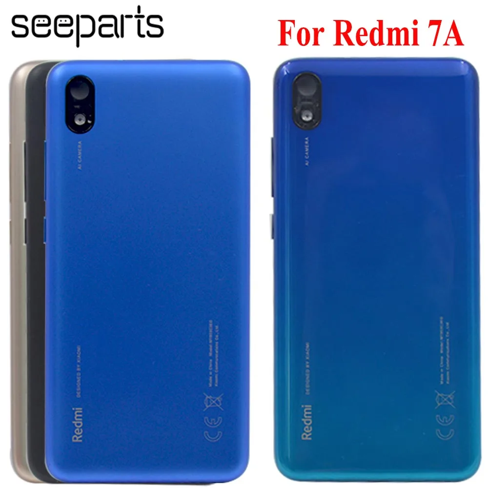 100% Original For Xiaomi Redmi 7A Redmi7A Back Housing Cover With Camera Lens Battery Case Logo Replacement | Мобильные телефоны и