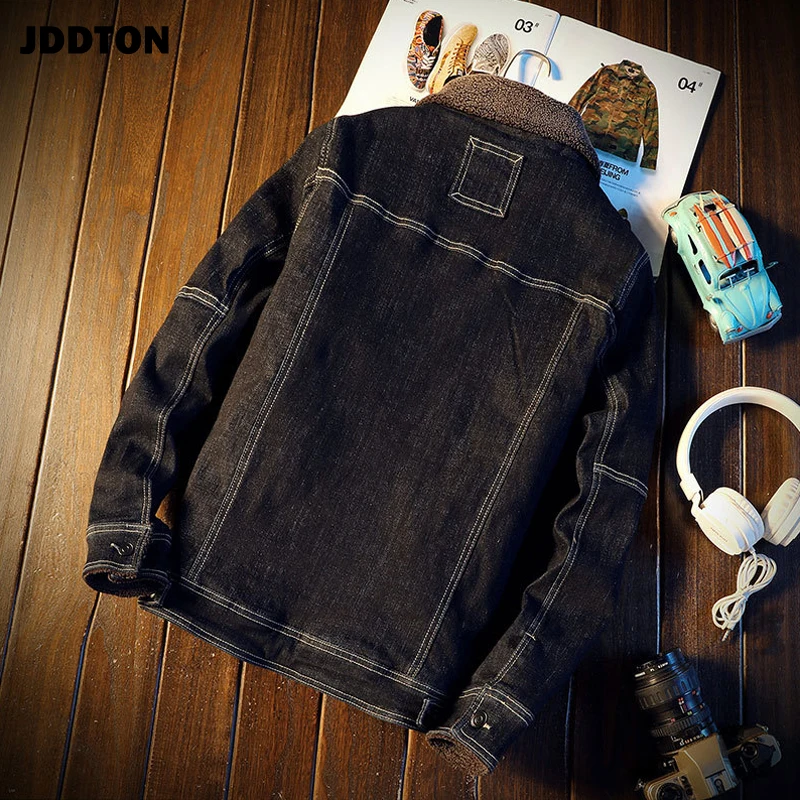 JDDTON Мужская Осенняя Теплая Флисовая джинсовая куртка 5XL Повседневная модная