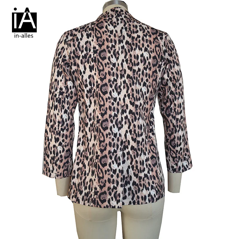 

Winter Leopard Blazers Women Fashion Vintage Top Warm Casual Blazer Suits Winter Cardigan Long Sleeve Casual Coat