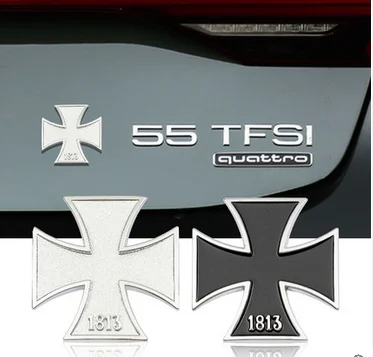 

3D черный/Серебряный авто наклейки, украшенная металлическими крестами, 1813 Форма Хромовая табличка эмблема наклейка Мотоцикл изменения