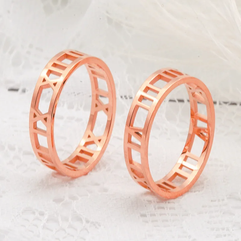 Custom Name Rings Stainless Steel Personalized Fashion Roman Numerals Rings For Women Girl With  Party Gifts