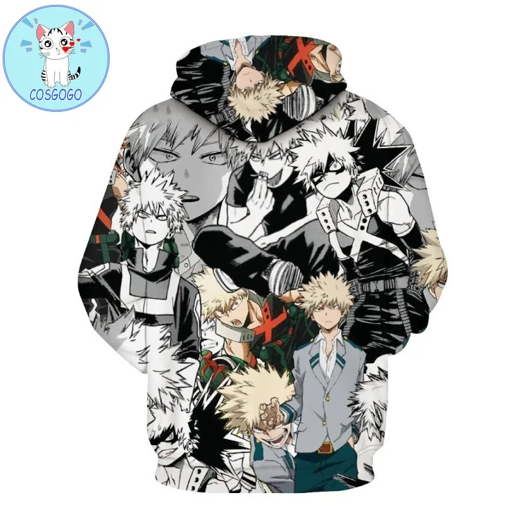 Толстовка COSGOGO My Boku с капюшоном без героев академии куртка Bakugou Katsuki Повседневный