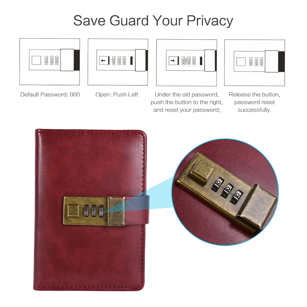 Винтажный карманный блокнот A7 планировщик для журналов дневник с паролем