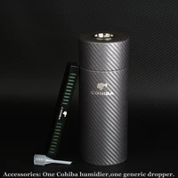 cohiba humidor carbon fiber cigar case cedar wood lined accessories long humidifier box hygrometer cigar holder travel tube