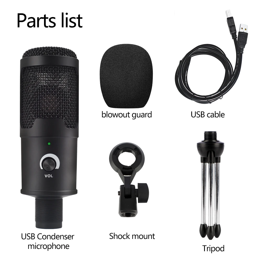 USB Microphone Condenser Microphones For PC Computer Laptop Recording Studio Singing Gaming Streaming MX-1 | Электроника