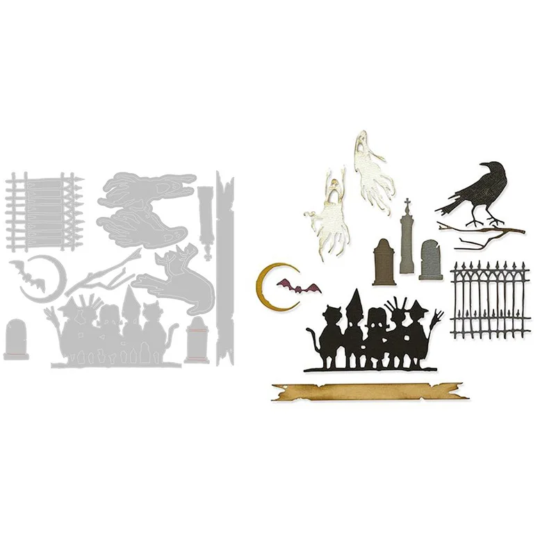 

Vault Series Railing Crow Bat Halloween Metal Cutting Dies Diy Scrapbook Embossed Paper Card Album Craft Template Hot Selling