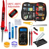 new temperature electric soldering iron kit 110v 220v 80w soldering iron kit with multimeter pump welding tool kits