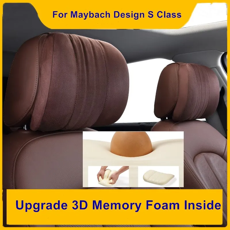 

Upgrade 3D Design for Maybach S Class Neck Pillows Supre Soft Memory Foam Neck Headrest Quality Suede Car Neck Pillow Headrest