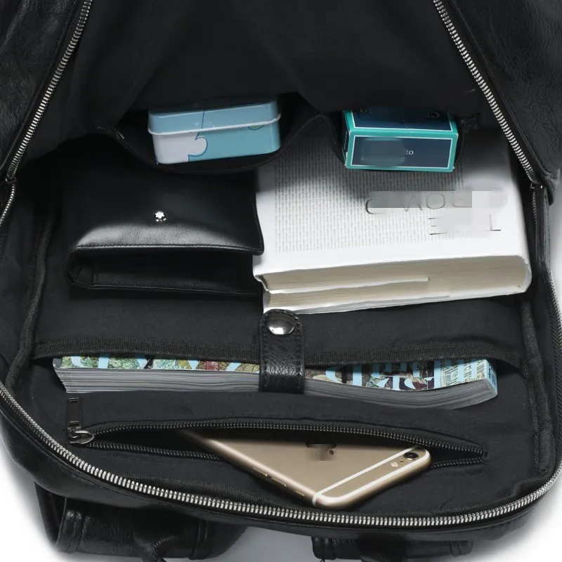 

Harajuku Bags Casual High Capacity Mens Black Travel Backpack Fashion Waterproof Laptop Bag Fashion Leather Men School Satchel