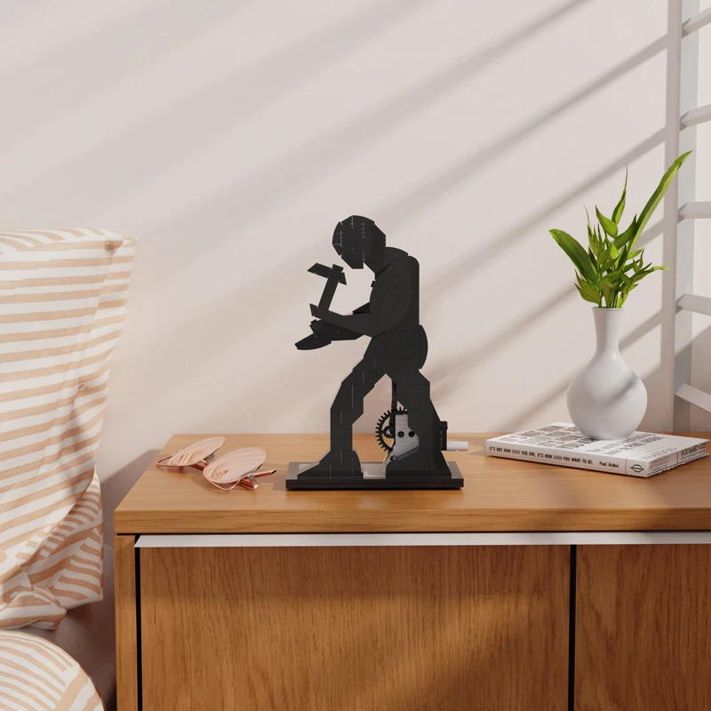 Модельный привод MOC 6587 молотковый человек скульптура строительный блок модель