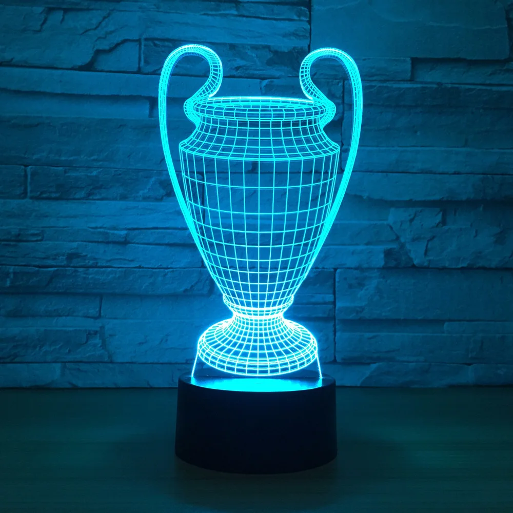

3D Football Cup Trophy Lamp 7 Colors Changing 3D LED Night Light Touch Button USB Baby Bedroom Sleep Luminaria Light