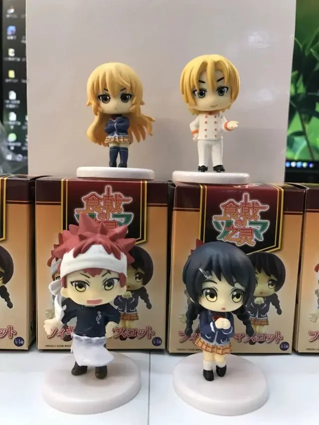 

4pcs/set Shokugeki No Soma Yukihira Takumi Tadokoro Megumi Action figure Anime Doll Toy Collection Model Toy for friends gift