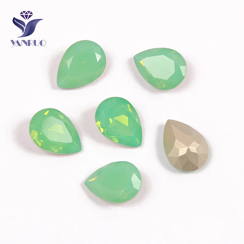 Pacific Opal YANRUO, 4320, каплевидное стекло, Пришивные кристаллы, слеза, каплевидные стразы, Стразы для шитья, бусины, камни для одежды - Цвет: Pacific Opal