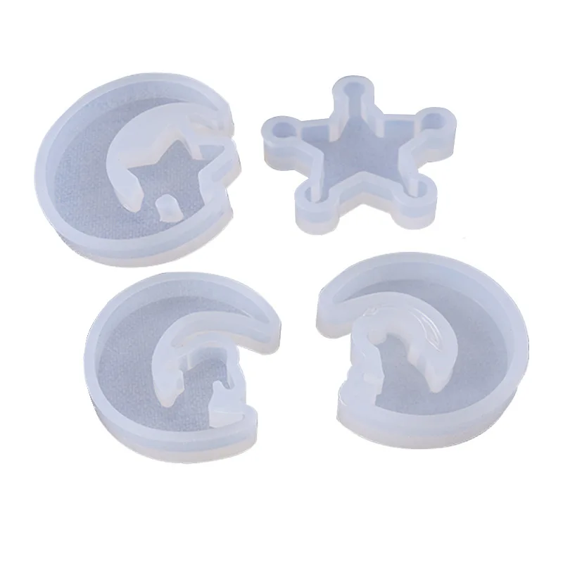 

1PC Silicone Star Resin Mold for Clay Round Cat Animal Half Moon White Silicone Mold for Jewelry Pendant Necklace DIY