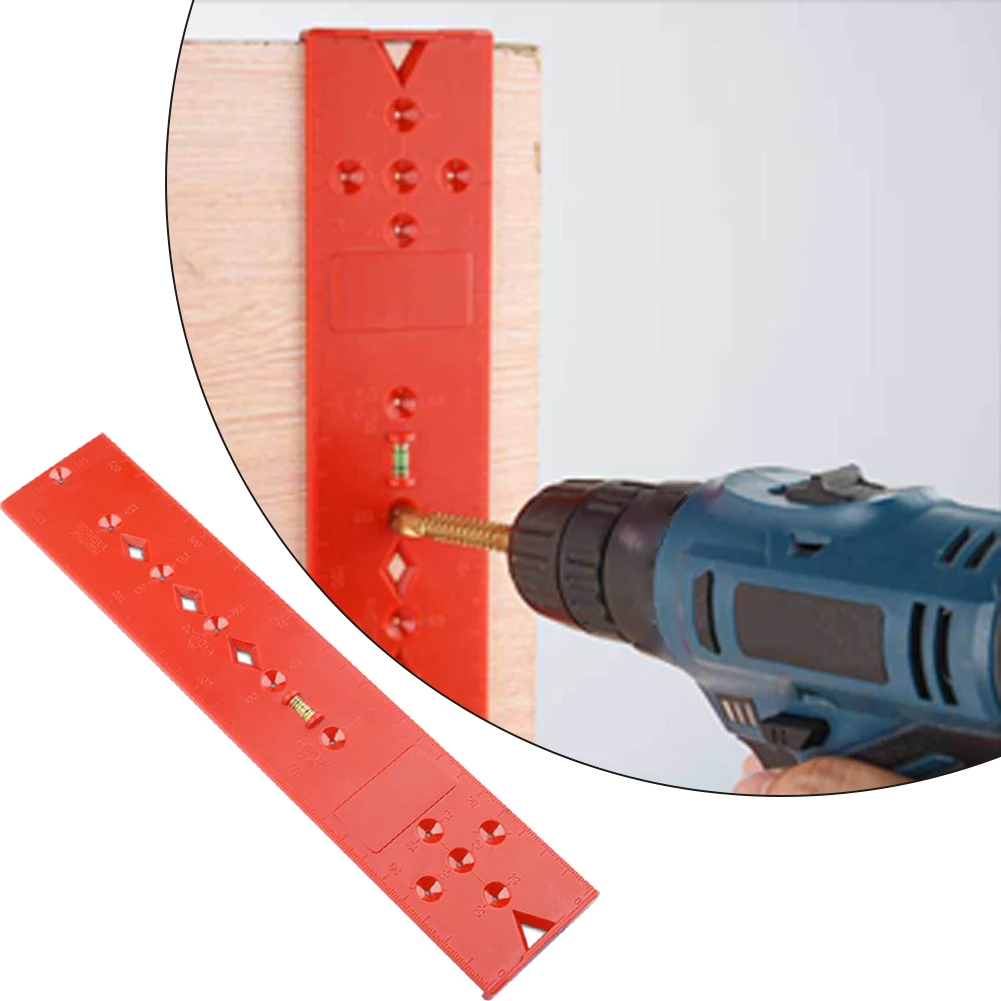

Rectangle Portable Solid Easy Apply Punch Locator With Scale Drilling Guide ABS Plastic Accurate Home Durable Woodworking Tool