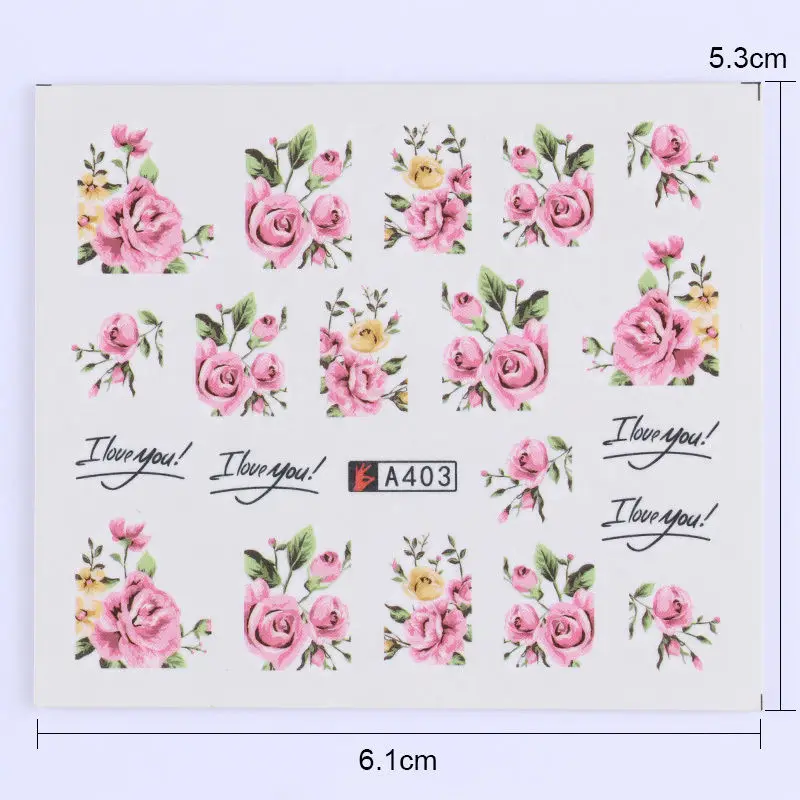 2 Pcs Nail Stickers Water Transfer Decals Pink Flower Design DIY Art Charm Decorations Tips Manicure Tools Accessories | Красота и