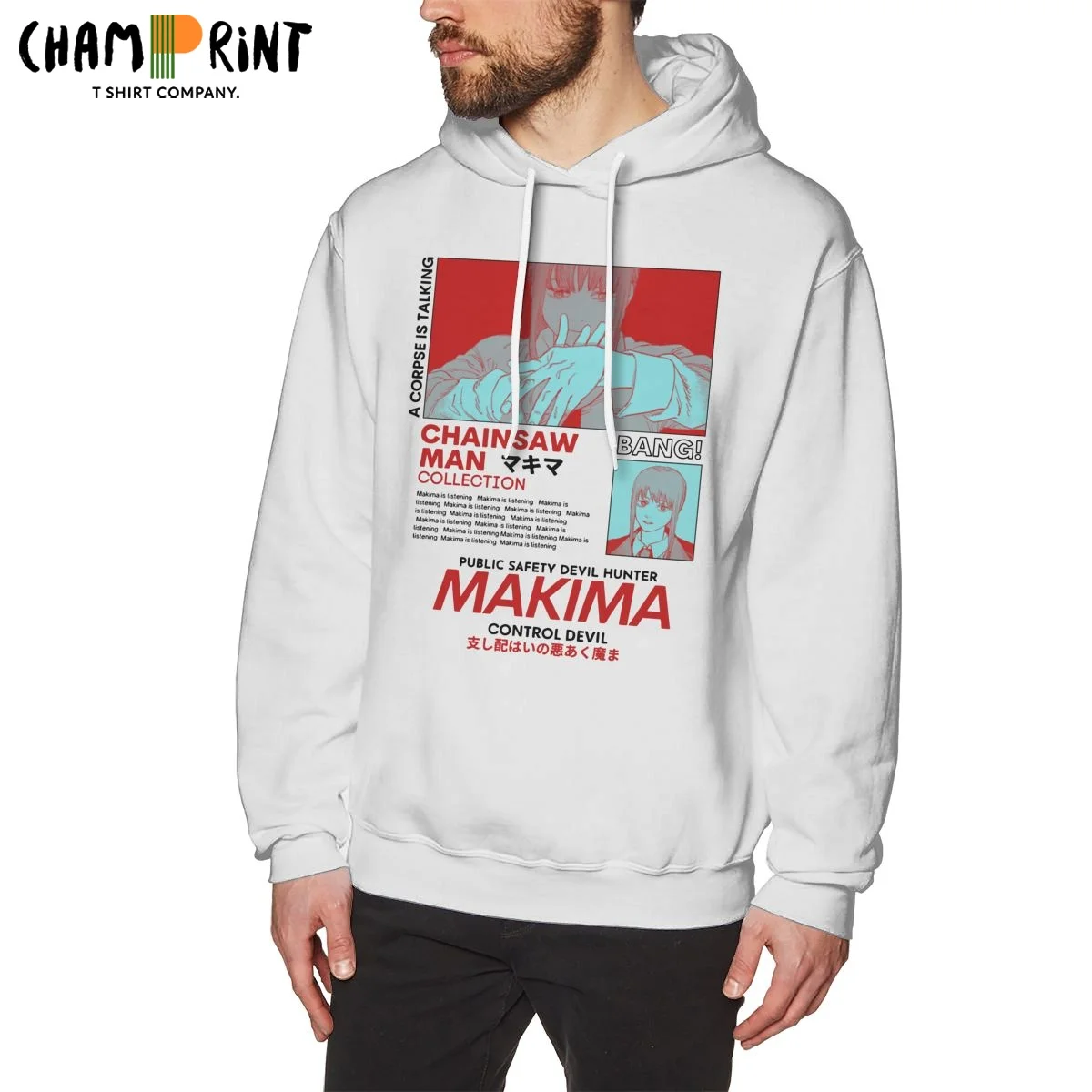 

Мужская толстовка с капюшоном Makima Red бензопилой, 100% хлопок, забавная толстовка с капюшоном, Denji Pochita, манга, дьявол, аниме, толстовка