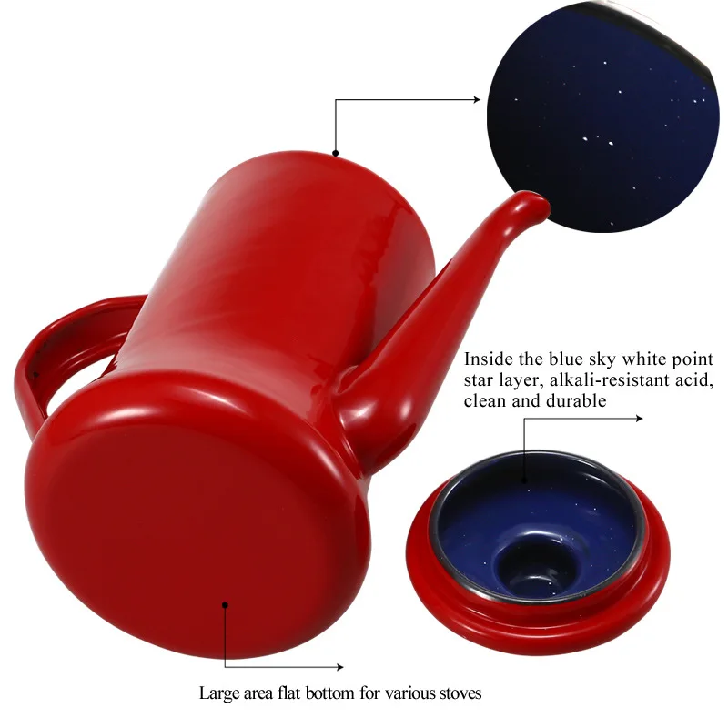 

1.1L Japanese Enamel Pour Over Drip Coffee Kettle Milk Jug Water Pitcher Multi-purpose Teapot Kitchen Oil Pot Vinegar Dispenser