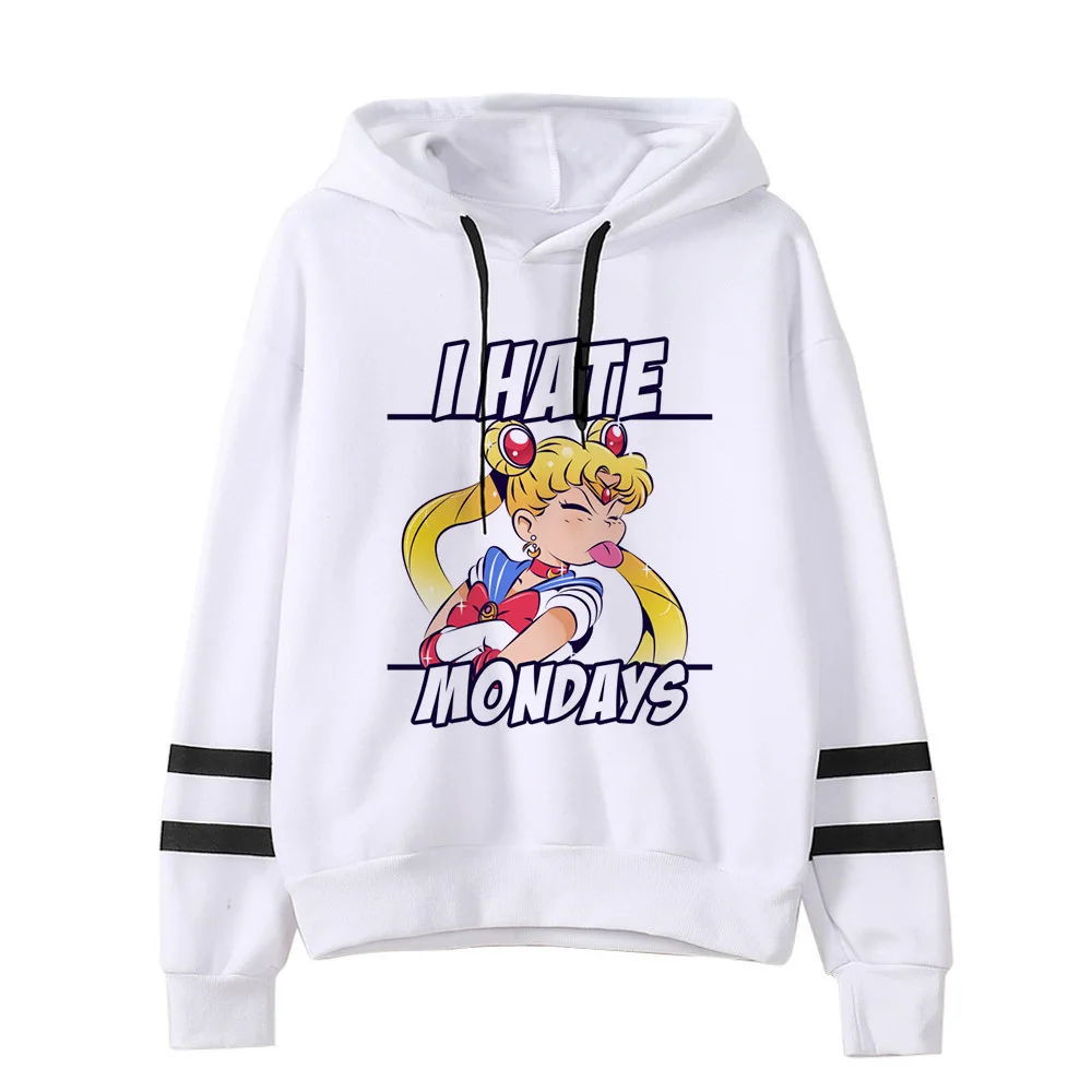 Сейлор свитшот с Луной кошкой Харадзюку корейский стиль ulzzang kawaii 90s мультфильм одежда пуловеры негабаритных с капюшоном уличная