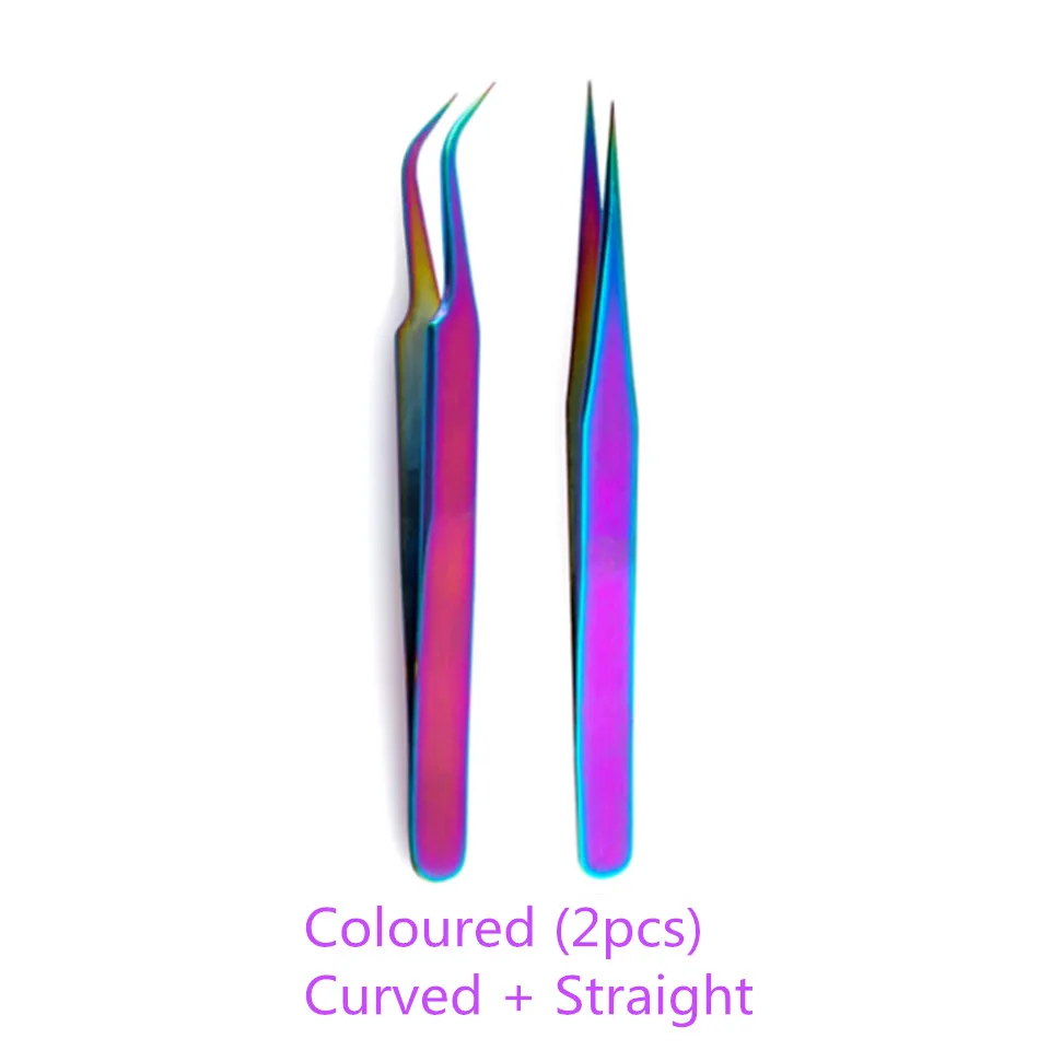 Color Curved Straigh Профессиональная розовая норка наращивание ресниц пинцеты прямые, изогнутые 3D объемные ресницы высокого качества пинцет - Цвет: Color Curved Straigh