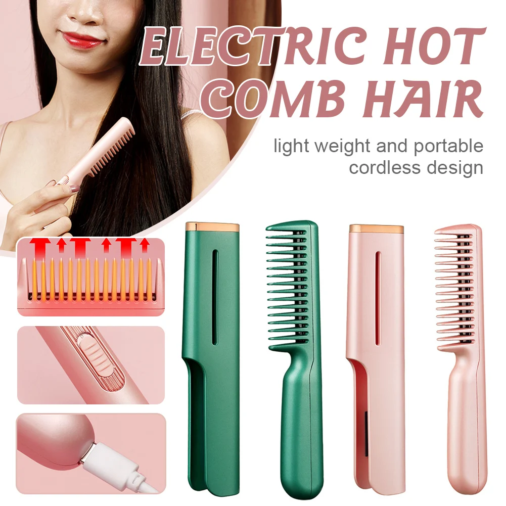 

Electric Hot Comb Hair Straightener Curler Comb 30s Fast Heating Anti-Scalding Hair Straightener Brush for Home Salon Hair