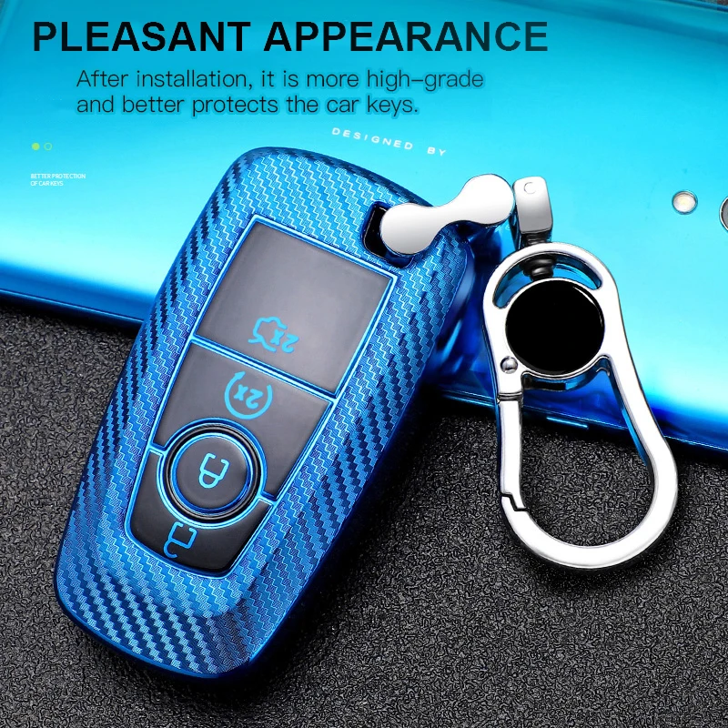 Чехол для автомобильного ключа из углеродного волокна чехол Ford Fusion Mondeo Mustang Edge