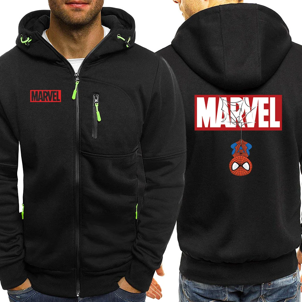 Marvel, принт Человека-паука, куртка на молнии для мужчин, осень, новинка, мужские толстовки, свитшоты, повседневное флисовое пальто, мужской модный брендовый спортивный костюм - Цвет: black6