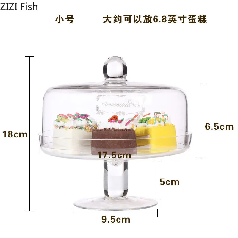 Transparent Glass Wedding Cake Cover Dust-proof Dessert Fruit Display Tray European Style Household Decorating Tool | Дом и сад
