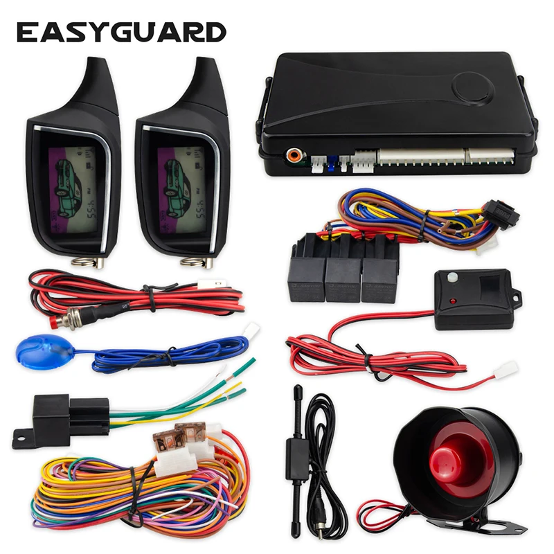 EASYGUARD Универсальный 2 полосная автомобильная сигнализация Системы ЖК-пейджер Дисплей автоматического запуска вибраци