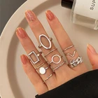 Кольцо женское, металлическое, с листьями, винтажное, набор колец в стиле панк